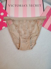VTG Victoria's Secret Sheer Mesh Embroidered String Bikini Panty Size Sm