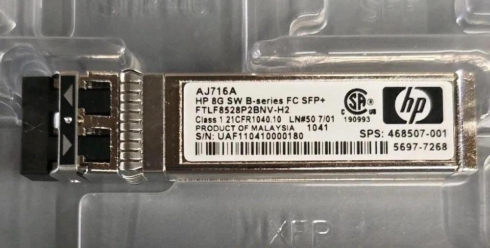 HP AJ716B-63001 8GB SW B-Series Fibre Channel SFP+ Transceiver Module 468507-001 - Image 4 of 4