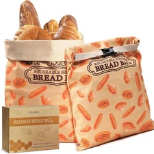 2 Pack Beeswax Bread Bags for Sourdough Homemade Brea