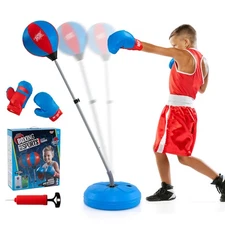 Boxing Punching Bag w/ Height Adjustable Stand Boxing Gloves Teenagers & Adults
