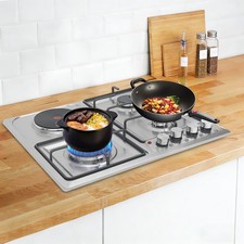 Gas Hob 4-Burner Stainless Steel Builtin Gas Stove 4 Burners Gas Hob for Kitchen