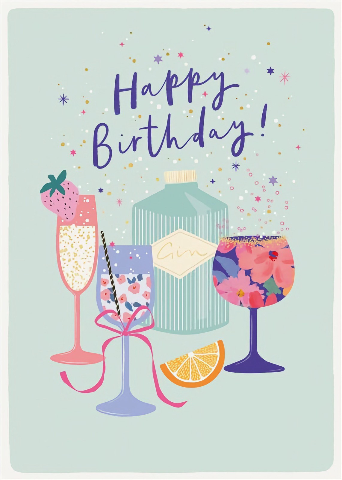 Happy Birthday Card Gin Cocktails Open Female Mum Daughter Nan Friend Niece Aunt