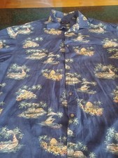 Pierre Cardin Mens  Hawaiian Shirt Navy Blue ...