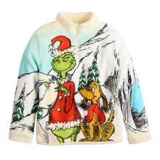 Kids The Grinch Fleece Pullover Shirt Top Jacket Boys Girls 5 6 7 8 Christmas