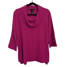 Ali Miles Small Pink Cowl Textured Tunic Top Blouse Artsy Lagenlook Art To Wear