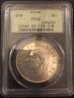 1950 Canada $1 Dollar PCGS Graded MS 62