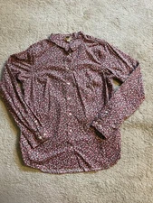 Duluth Trading Company Long Sleeve Button Down Pink & Purple Size Medium 