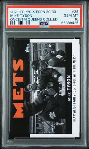 2021 TOPPS ESPN 30/30 ONCE UPON A TIME IN QUEENS MIKE TYSON STRAWBERRY PSA 10