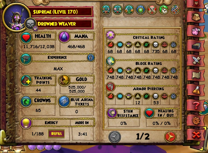 Wizard101 Account Supreme Death Lvl 170 2+69 CP Plot, Spellement+ Pet's + MAIS - Imagem 3 de 4
