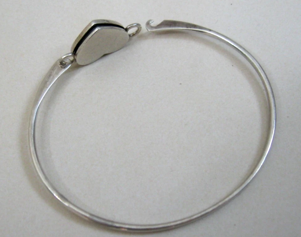 Brazalete brazalete con dije de corazón de madreperla de plata de ley 925 sello Foto 4 de 4
