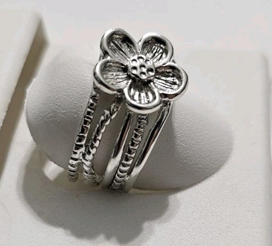Ross-Simons Sterling Silver Multi-Row Flower Ring… - image 3
