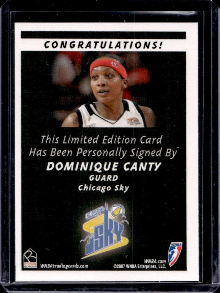 2007-08 Rittenhouse WNBA Dominique Canty Auto Sky - Image 2 of 2