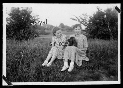 Leipzig 1950s-Dachshund Bürschel on Lap-Dachshund Teckel-GDR Photo 9x6cm