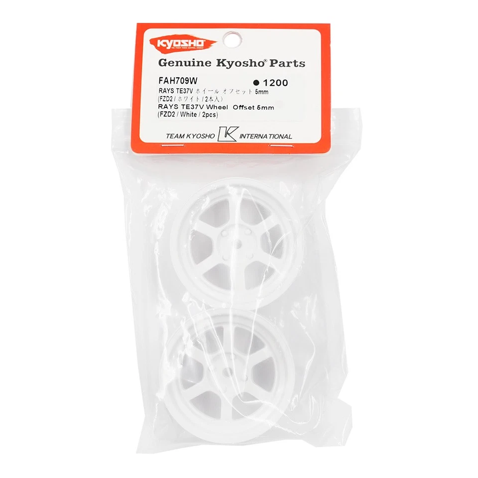 Kyosho Fazer D2 RAYS TE37V Offset 5mm Rim 2pcs White 1/10 RC Car Drift #FAH709W - Image 2 of 2