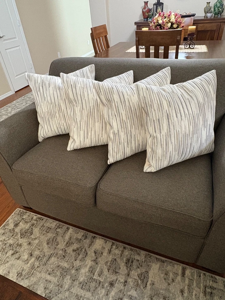 Fundas de Almohada Boho Rayas Chenilla 20x20 y 12x20 Gris/Blanco Almohadas  Foto 3 de 4