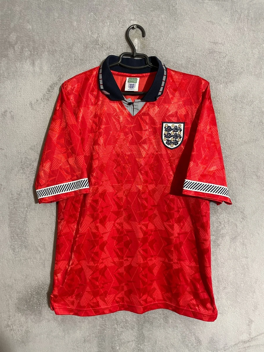 【スコアドロー】90s イングランド代表 ユニフォーム アウェー／半袖 M England Jersey Reissue Away football shirt 1990 - 1993 Red Score