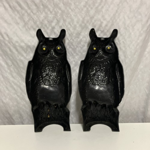 Set of 2 Momentum Brands Scary Black Owls Plastic Halloween Prop Decor - Picture 6 of 10