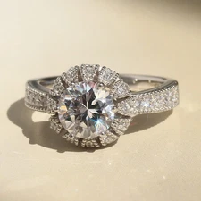 Chic Luxury Fashion Womens CZ Engagement Ring Cubic Zirconia Silver Plated Rings