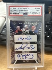 2024 Leaf Ultimate Sports Joe Montana Dan Marino Jim Kelly Triple Auto /4 PSA 9