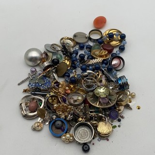 Costume Jewellery Job Lot 440g Broken Wearable Craft Scrap inc 925 Stamped Ring
