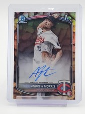 ANDREW MORRIS 2025 BOWMAN CHROME PEANUT REFRACTOR 1ST ROOKIE AUTO /5 Q0927