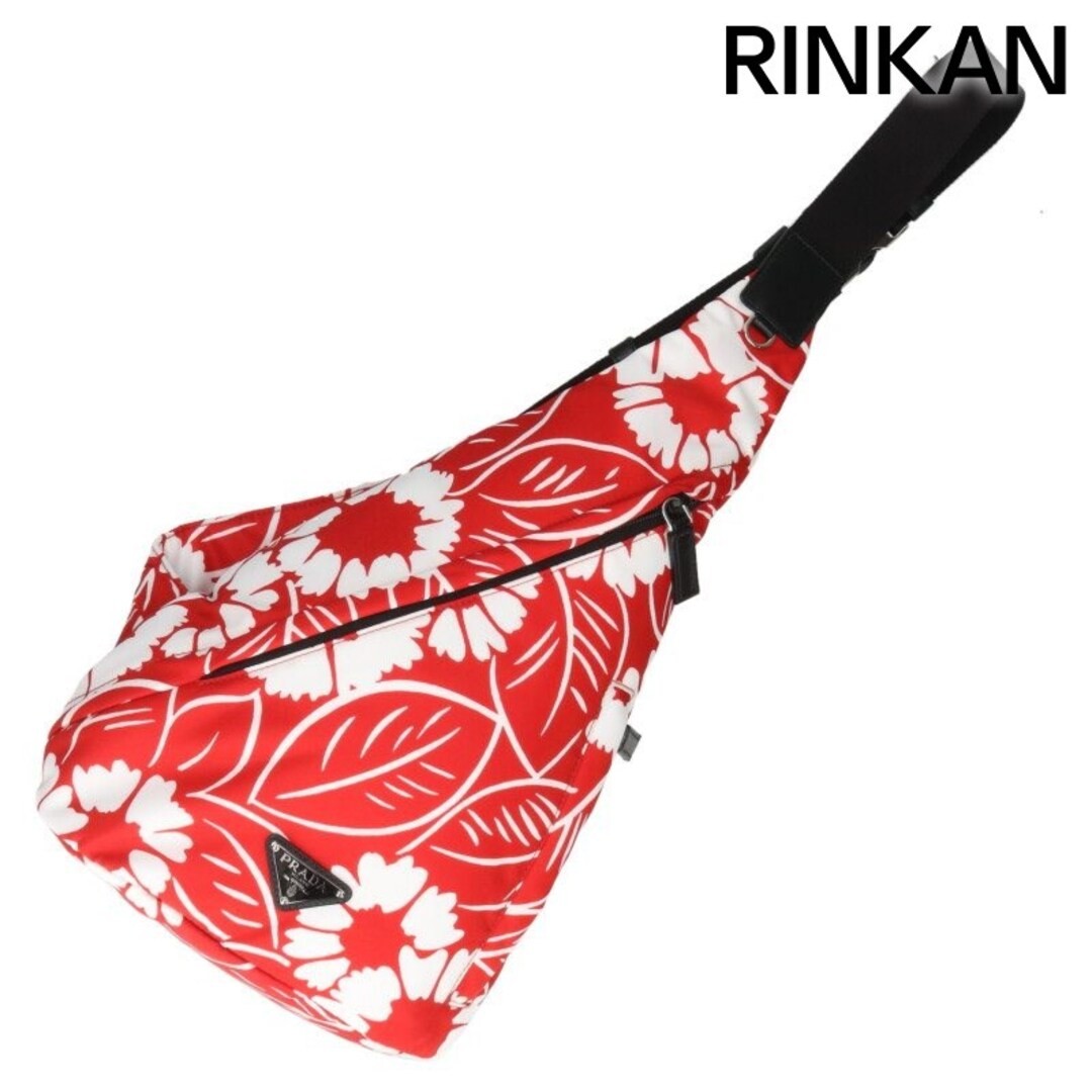 Prada Triangular Plate Hibiscus Pattern Nylon Bac… - image 1