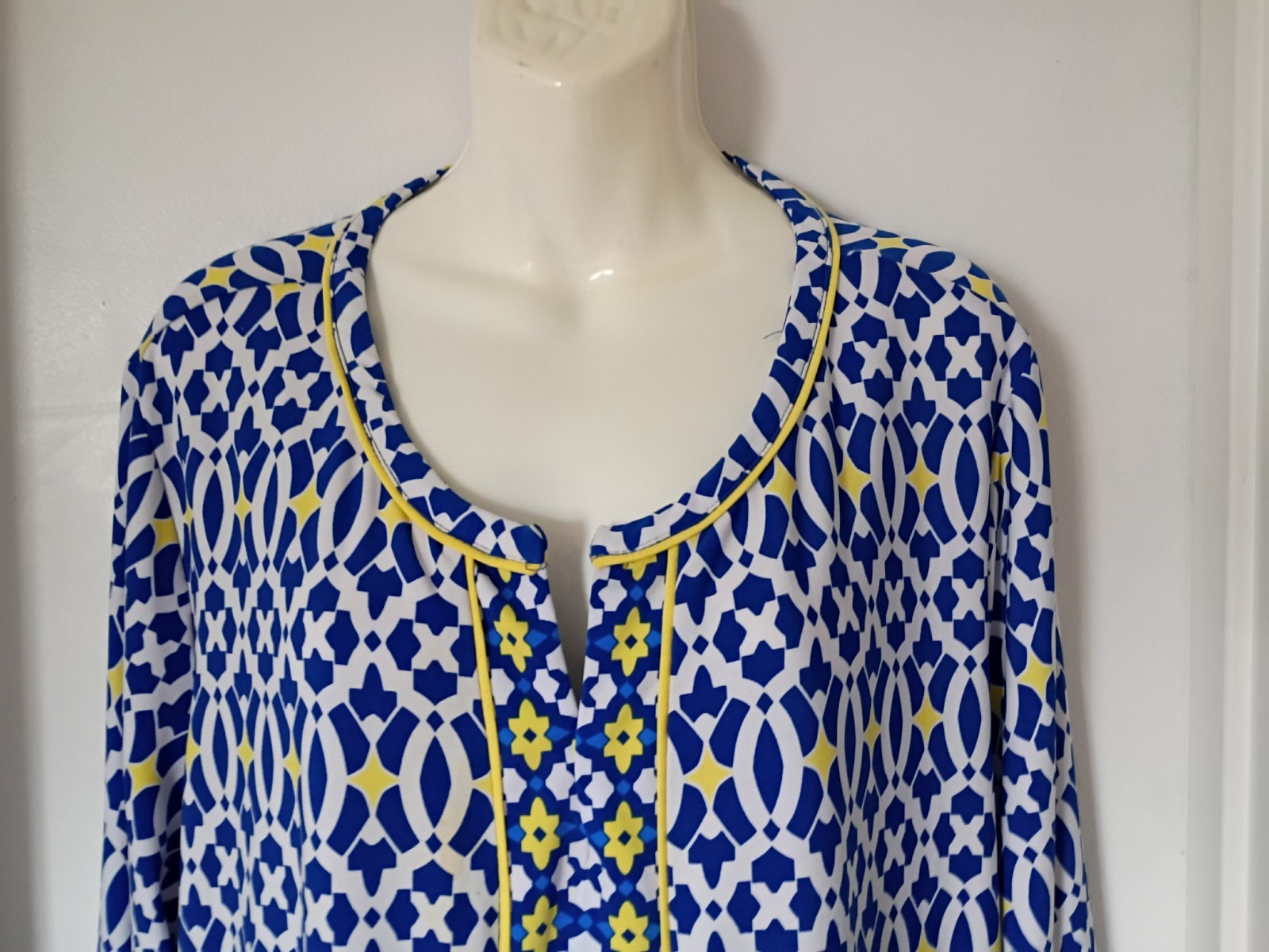 Ruby RD. Blue Yellow Mediterranean Long Tunic Blo… - image 3