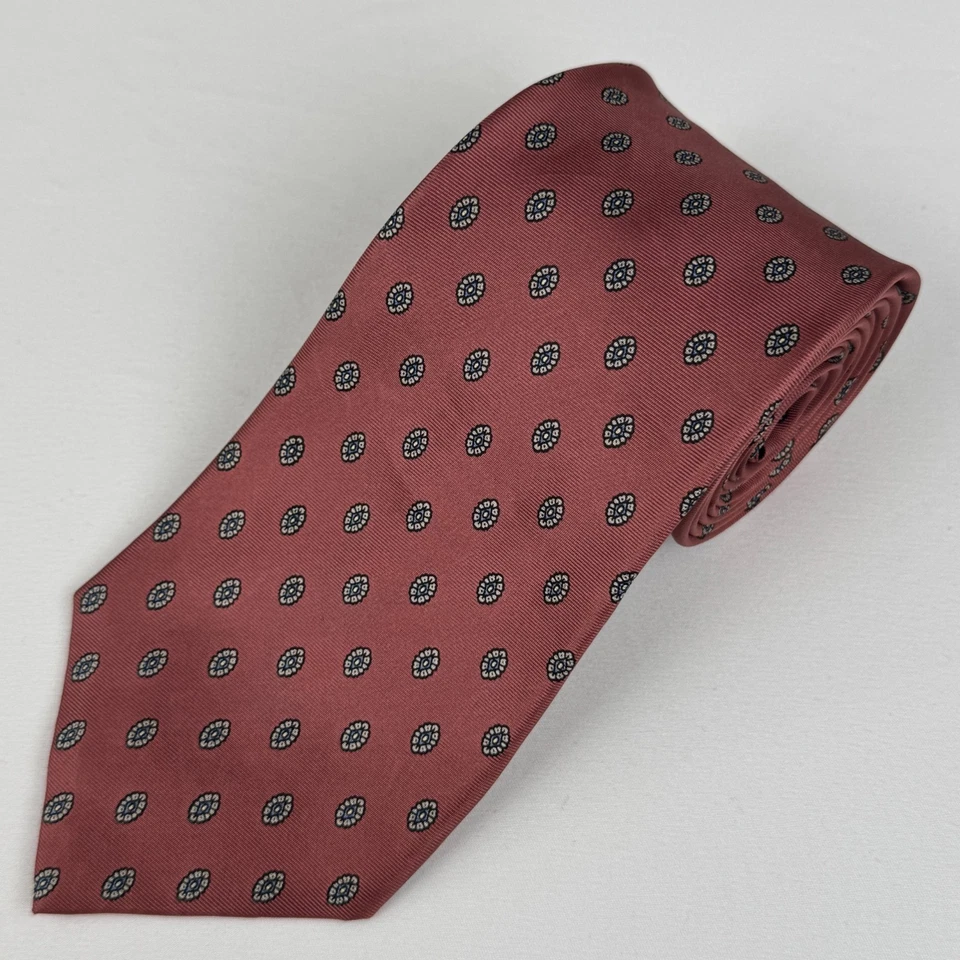 Corbata Envoy 100% Seda Hecha a Mano Rosa Patrón Diseño Paisley 56 x 3.5 Foto 3 de 4