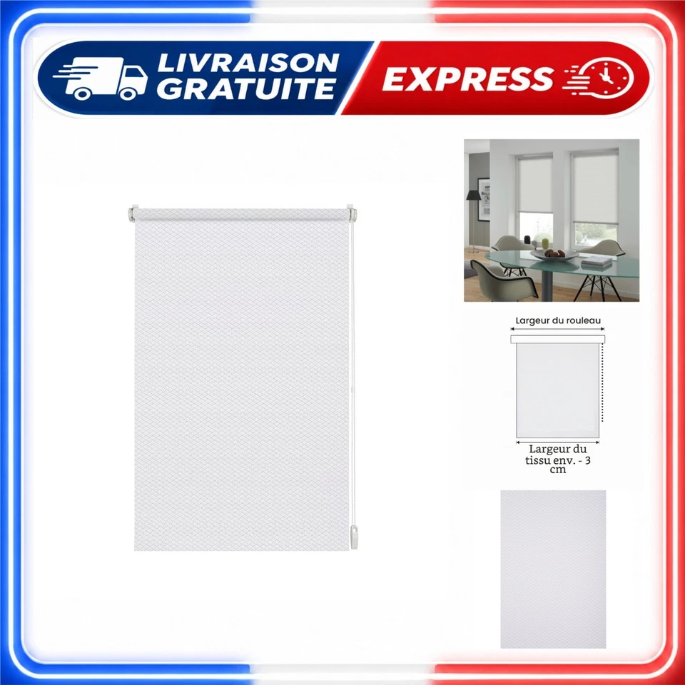 GARDINIA Store Enrouleur Blanc 60 x 160 cm Opaque Translucide - Photo 1/4