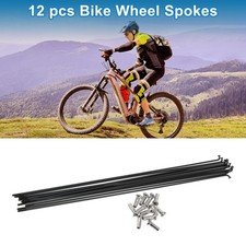 1 Set 14G 265mm Length Bicycle Spokes Nipple 304 Stainless Steel Black Universal