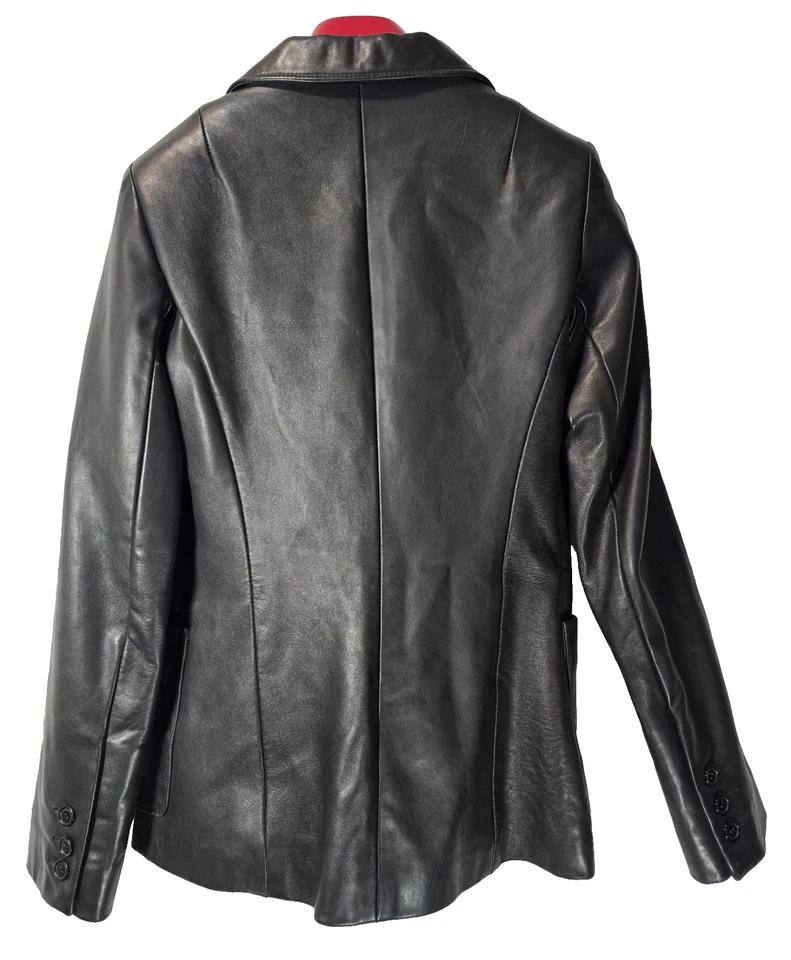 Chaqueta de cuero negra ROOTS para mujer talla 4 Foto 3 de 4