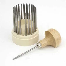 25-piece beading tool set with wood handle in a storage box
