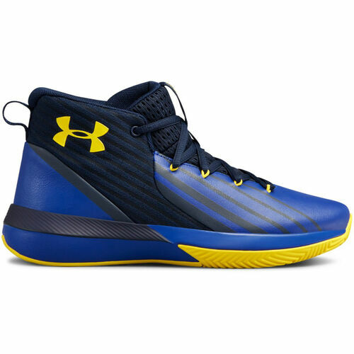 Under Armour Lockdown 3 Big Kids Basketball Shoe Size 2Y Color Blue & Yellow
