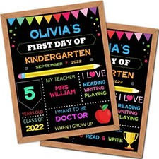 First  Last Day of School Board, 10x12 Inch Double Sided Back to School Sign