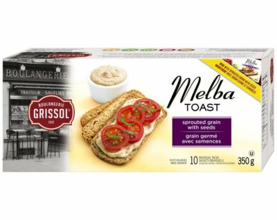 4 X Grissol Melba Toast Sprouted Grain with Seeds Crackers 350g Each