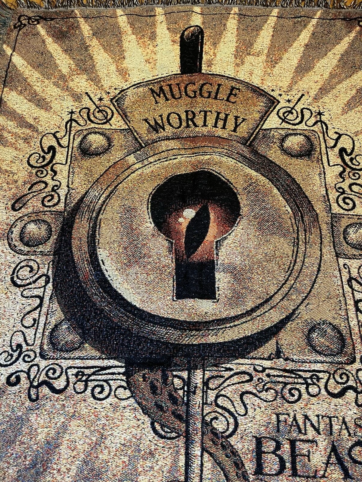 Harry Potter Fantastic Beasts Woven Throw Blanket Tapestry Muggle Worthy Fringe