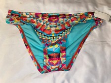NWT Bar III Skylar Shirred Side Tab Swimsuit Bikini Bottom M A18 