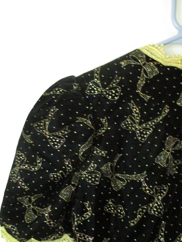 Jessica Mclintock Party Gold Black dress velvet Sparkle glitter bow pattern 10 - Picture 9 of 9