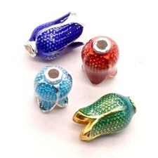 10pcs Alloy Enamel Flower Beads Mini Metal Bead Caps Loose Spacer Craft 11x6mm