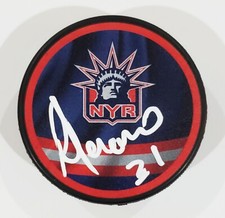 RAY FERRARO SIGNED NEW YORK RANGERS REVERSE RETRO NHL HOCKEY PUCK + LOA 