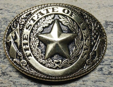 Vintage State Of Texas Seal Cowboy Belt Buckle 3 3/4  X 2 5/8  Silver Tone