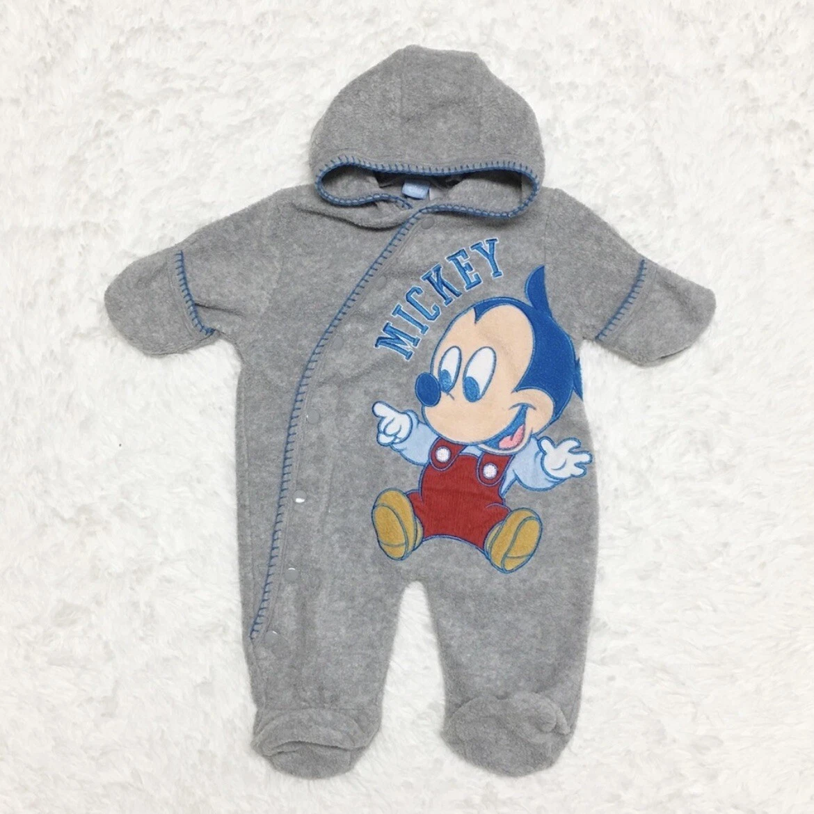Vintage Y2K Disney Baby Mickey Mouse Fleece Sleeper Footie Pajamas Size 0 3 Mo