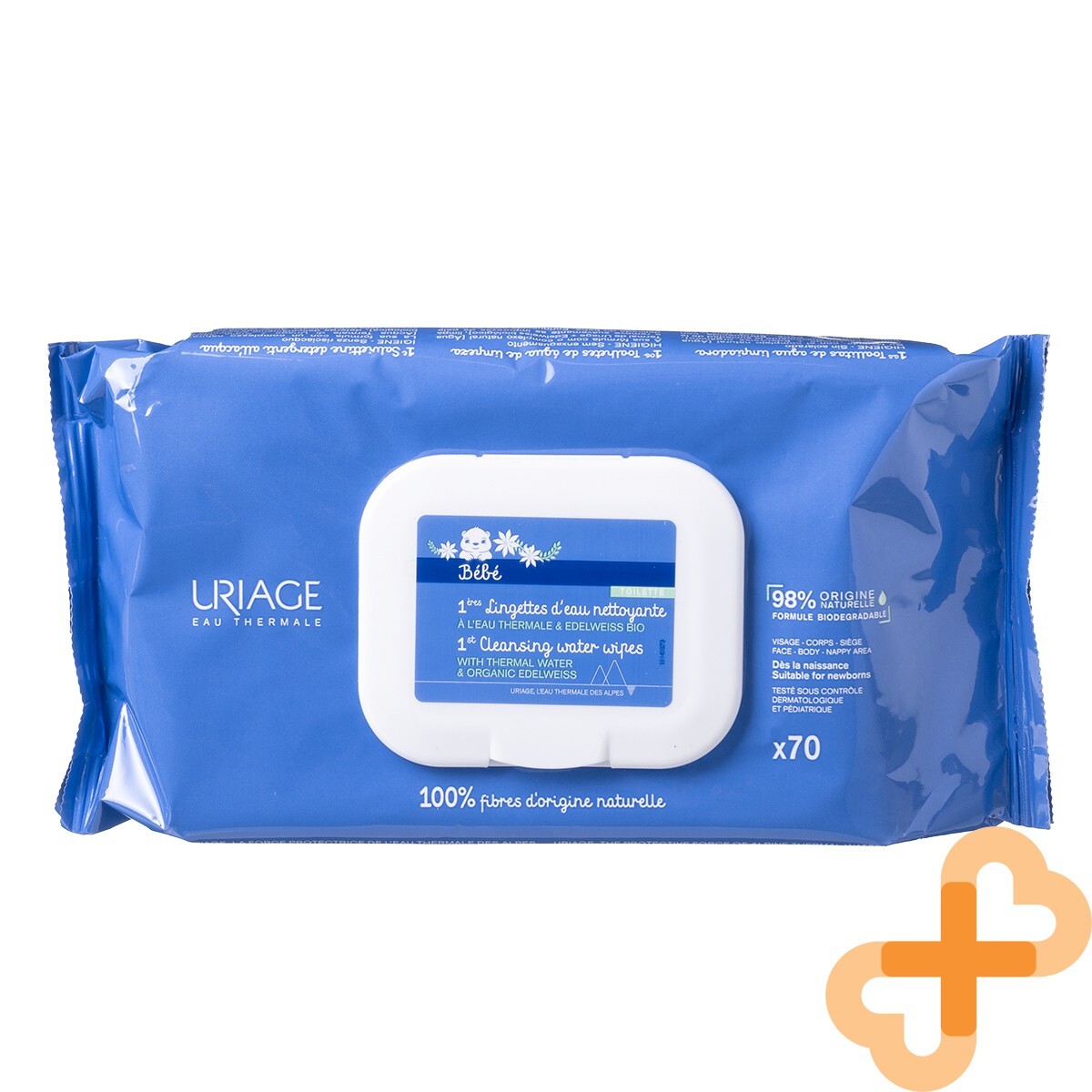 URIAGE BABY 1ERE Cleansing Water Wipes 70 Pcs. in a Pack Face Body Nappy Area