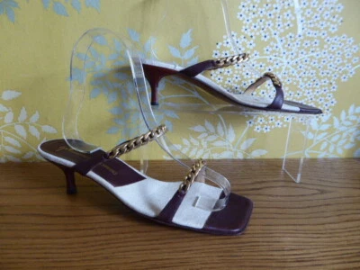 GUISEPPE ZANOTTI Mules luxe Talon cuir marron chainette or T 40 parfait état - Photo 1/4