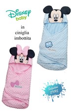Coperta avvolgente neonati in ciniglia imbottita ricamata DISNEY Minnie e Mickey