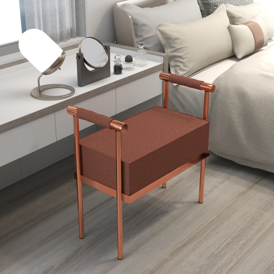 Современная мягкая скамейка сиденье оттоманка скамейка с подлокотниками подножкой ножной стул - Изображение 4 из 4