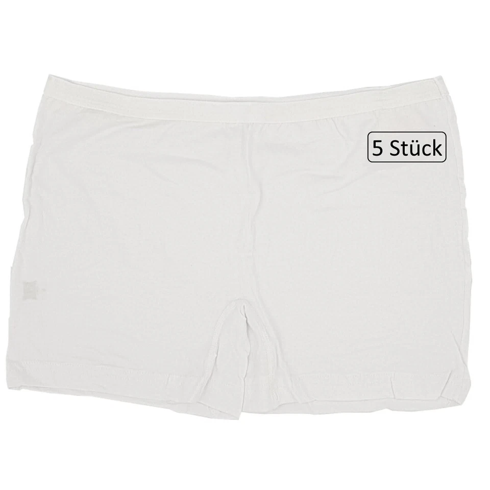 5er Pack Damen Boxershorts Pants Baumwolle weiß 38 40 42 44 46 48 Slip mit Bein - Bild 2 von 2