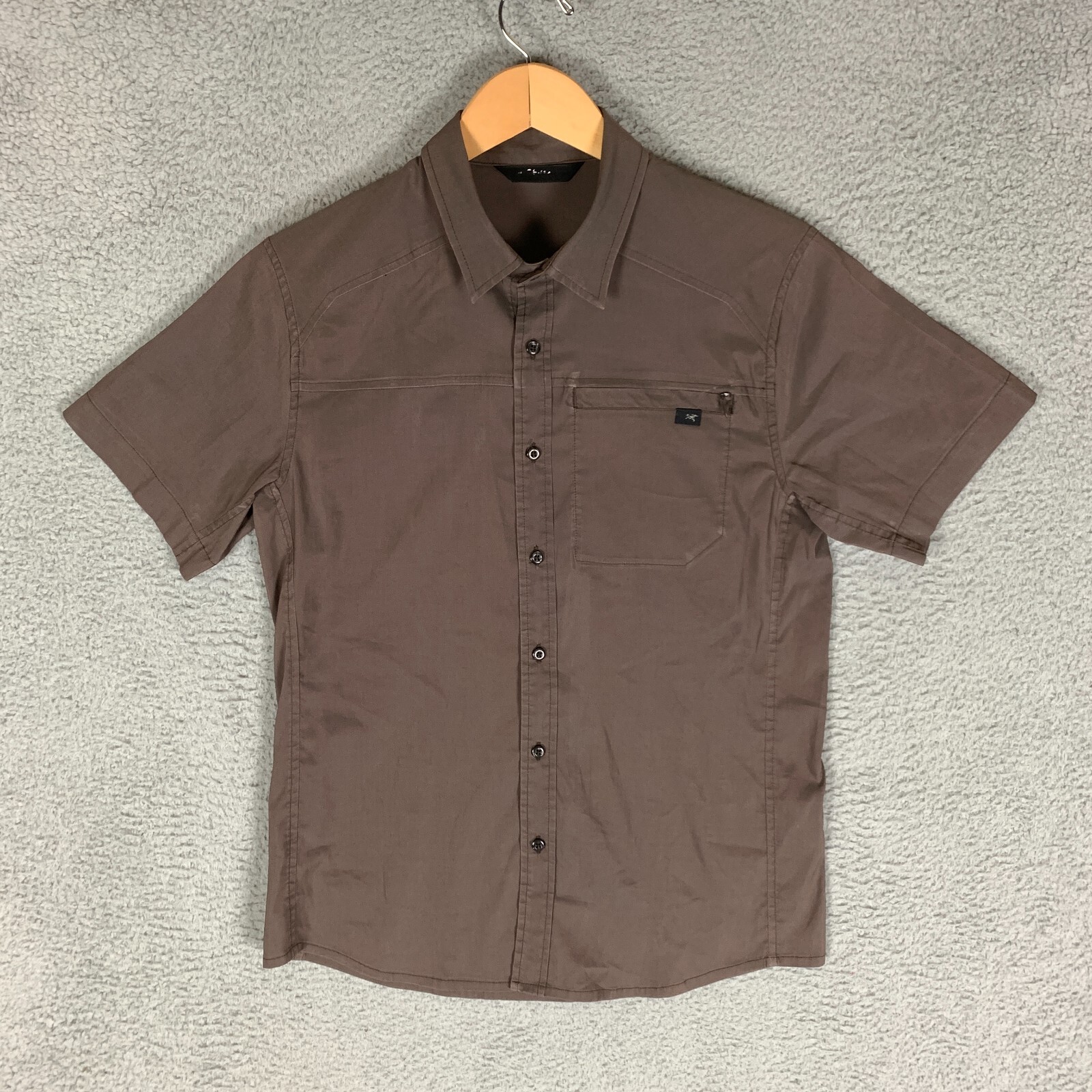 Arc'teryx Frontera Camicia Uomo Small S Marrone Manica Corta Viaggio Tasca Gorpcore