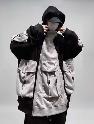 Niepce Streetwear Jacket Grey and Black Urban Fashion Functional Hoodie