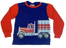 Vintage SEARS Children  s Sweater Size 5 Semi Truck Wraparound Print Blue 